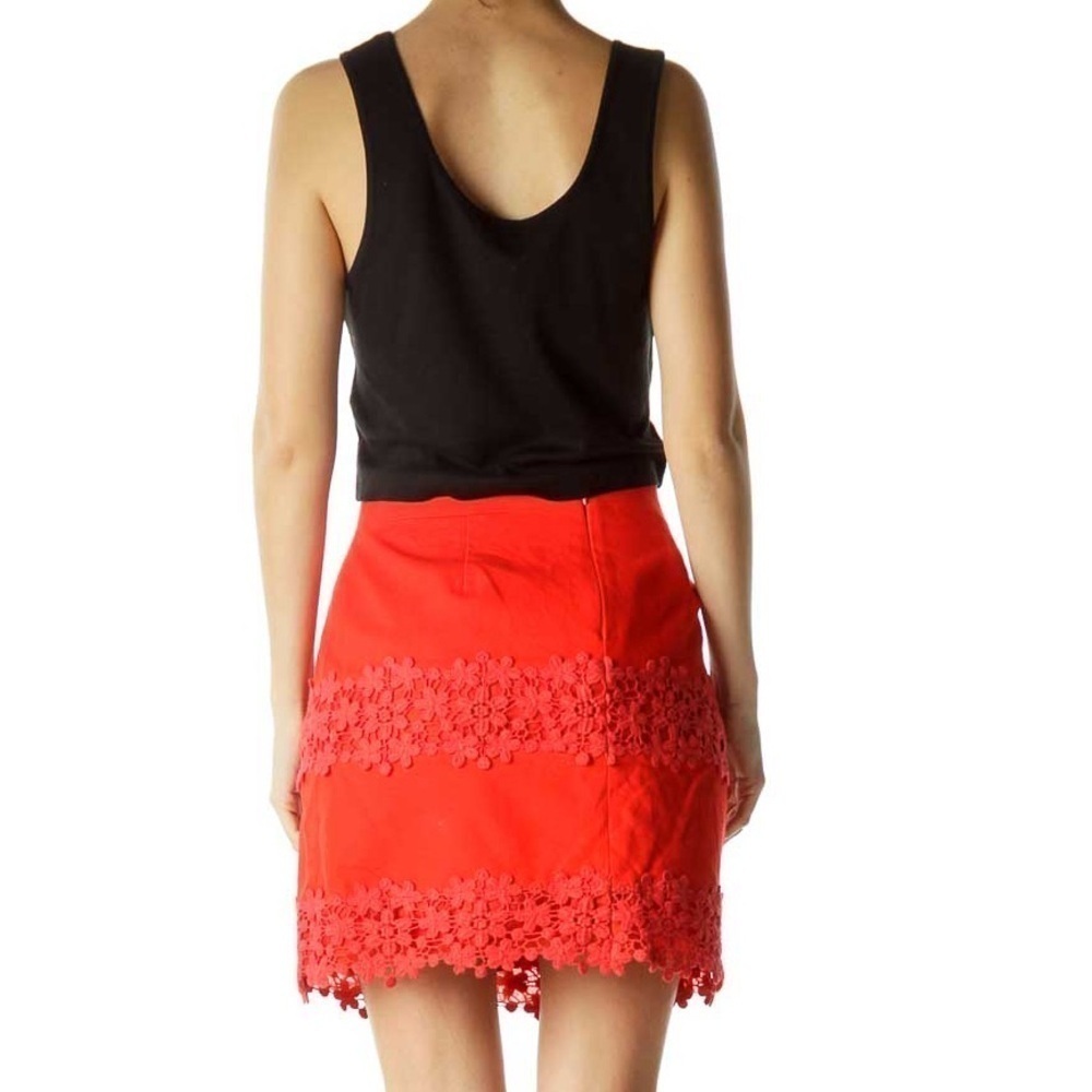 J Crew Crochet Lace Red Skirt - Picture 4 of 9